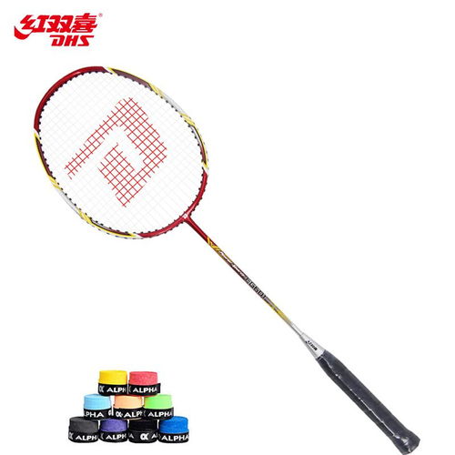 原價 89 現價 76 紅雙喜dhs羽毛球拍單拍碳素比賽羽拍eg601 已穿線贈手膠